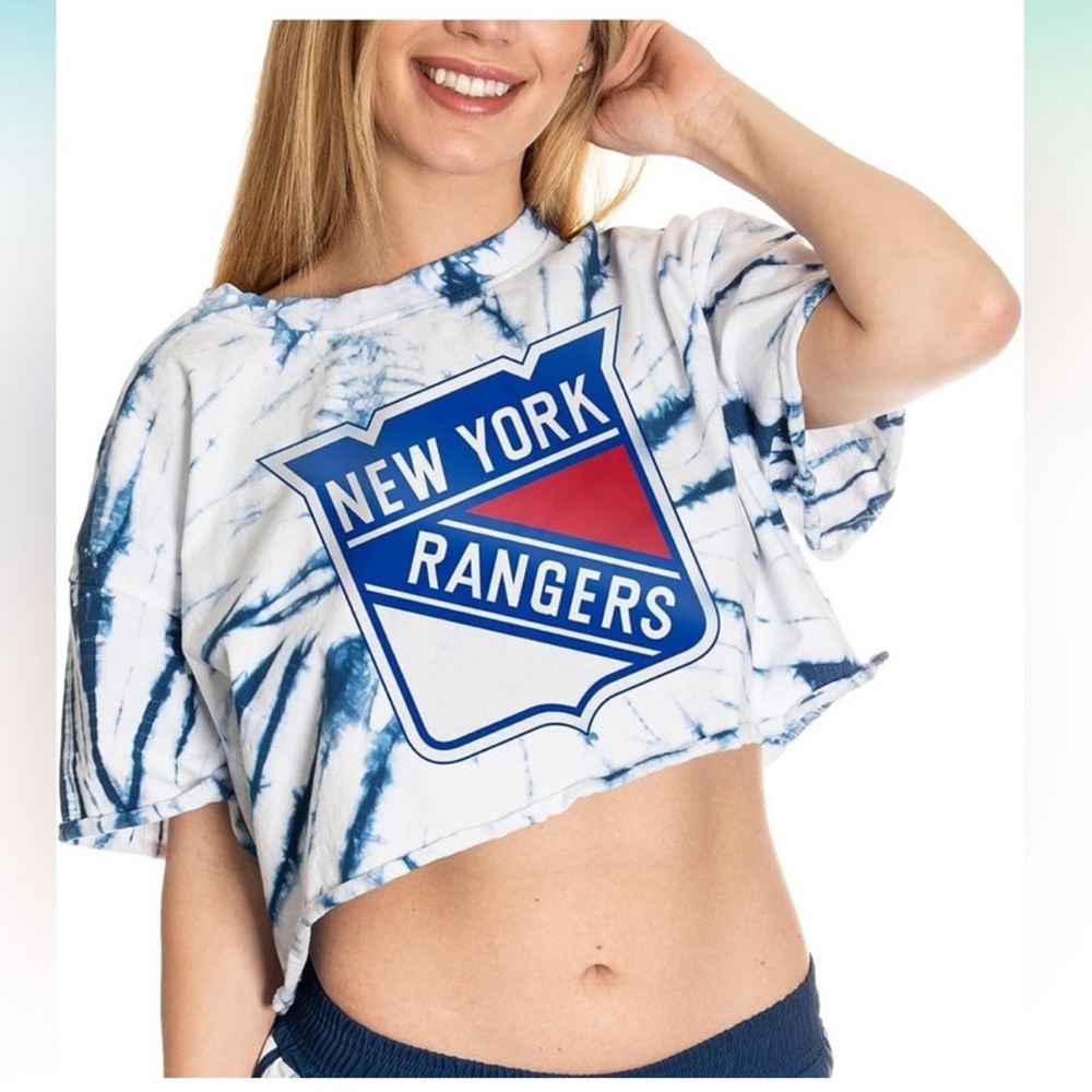 NY Rangers cropped tie dye tee